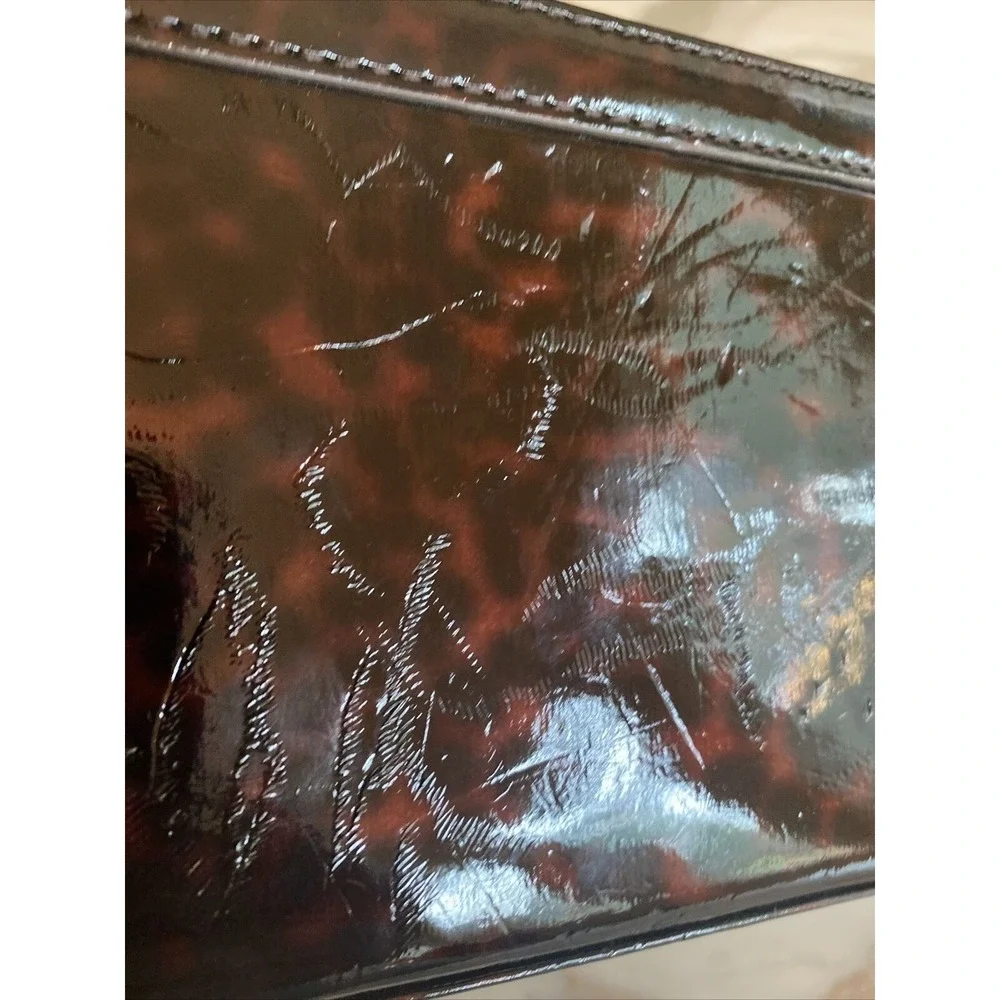 Banana Republic Tortoiseshell Patent Clutch Evening‎ Bag Gold Chain Strap